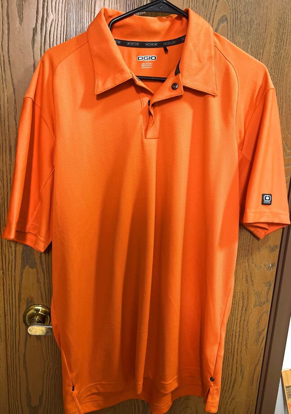 OGIO Men's Orange Textured Performance Short Sleeve Polo Shirt